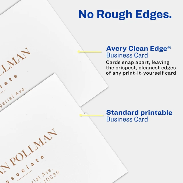 Alt view image 5 of 6 - Clean Edge Printable Business Cards, Sure Feed Technology, 2" x 3.5", White, 1,000 Blank Cards for Laser Printers (5874)