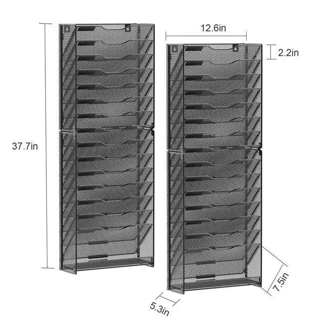 Alt view image 2 of 6 - 2 Pack 16 Tier Wall File Organizer Hanging Wall File Holder Wall Mount Paper Folder Organizer, Magazine Rack, Pack of 2
