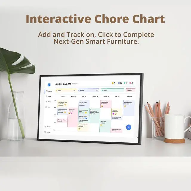 Alt view image 3 of 6 - 21.5" Digital Calendar Chore Chart 1080P Full HD Interactive Touchscreen, Smart Family Planner, Hearth Display Digital Calendar Wall & Desk Mountable for Seamless Scheduling Black