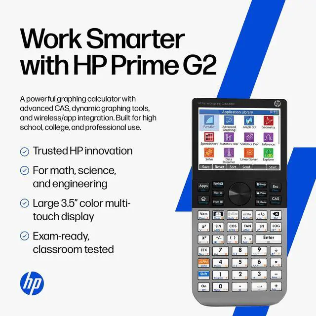 Alt view image 2 of 6 - Prime G2 Graphing Calculator Multi-Touch 3.5" Color Display CAS Exam Approved SAT/AP/IB Scientific Calculator for School, Highschool, College Students Programmable, 256MB, Includes Case + Cloth
