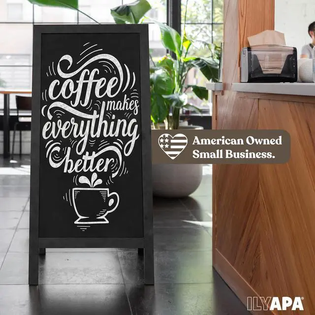 Alt view image 5 of 6 - A Frame Chalk Board Easel Sign 27x58 in - Sandwich Signs Outdoor | Solid Wood A Frame Chalkboard Sign, Magnetic Double-Sided Blackboard Easel, Includes Chalk & Eraser
