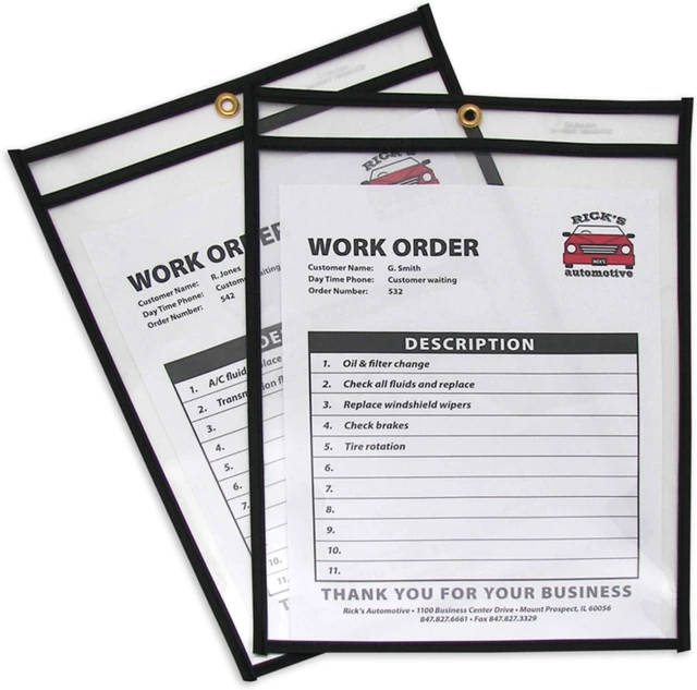 Main image of Stitched Shop Ticket Holders,Both Sides Clear,9 x 12 Inches,25 per Box (46912),(Pack of 5)