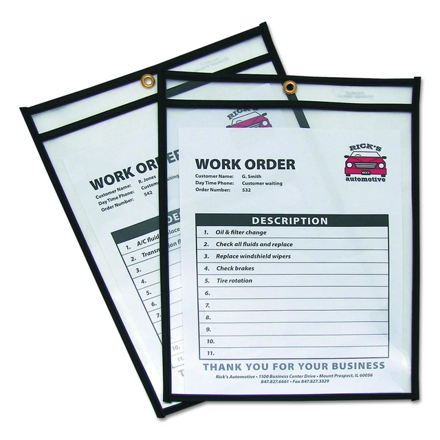 Alt view image 2 of 3 - Stitched Shop Ticket Holders,Both Sides Clear,9 x 12 Inches,25 per Box (46912),(Pack of 5)