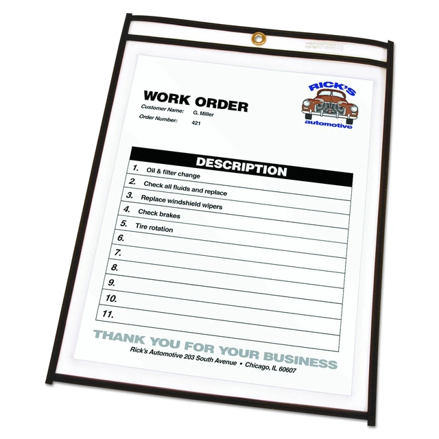 Alt view image 3 of 3 - Stitched Shop Ticket Holders,Both Sides Clear,9 x 12 Inches,25 per Box (46912),(Pack of 5)