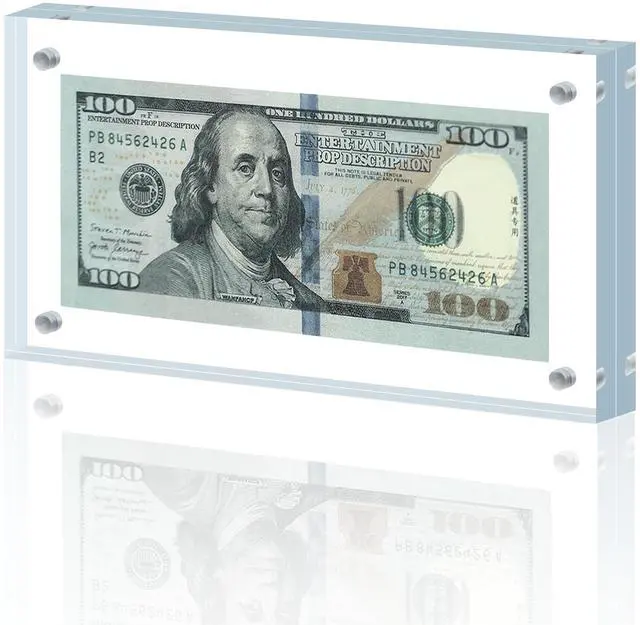 Main image of Dollar Bill Frame Display Acrylic Dollar Bill Holder 3.9X7.8Inch Thickened Frame for Dollar Bill Display Case Magnet Currency Display Frame Self Standing for Money Picture Photos Display Case (20)