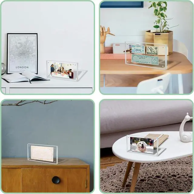 Alt view image 6 of 6 - Dollar Bill Frame Display Acrylic Dollar Bill Holder 3.9X7.8Inch Thickened Frame for Dollar Bill Display Case Magnet Currency Display Frame Self Standing for Money Picture Photos Display Case (20)