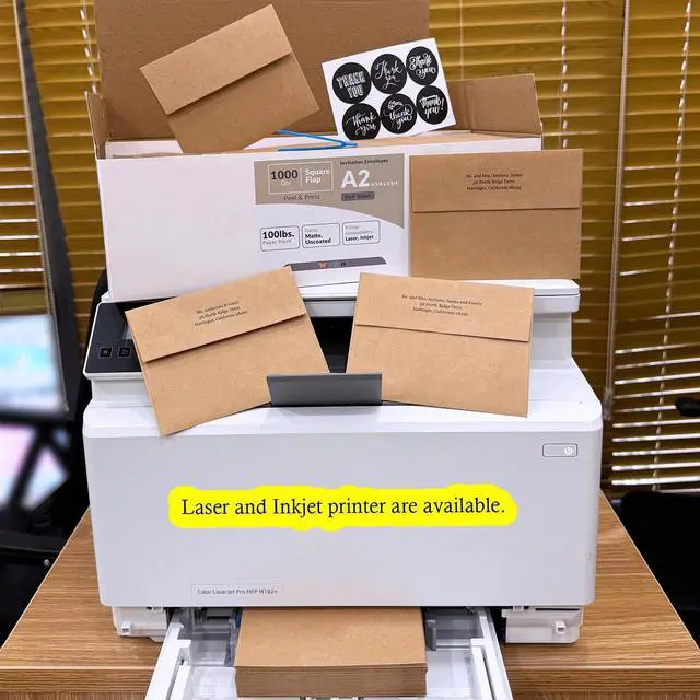 Alt view image 4 of 6 - 1000 Pcs A2 Invitation Envelopes in Kraft Brown Peel & Press Self Seal 4 3/8 x 5 3/4 Square Flap Envelopes RSVP Return Envelopes 100lb. for Announcement Mailing 4x5 Greeting Cards Photo 1/4 Fold Cards