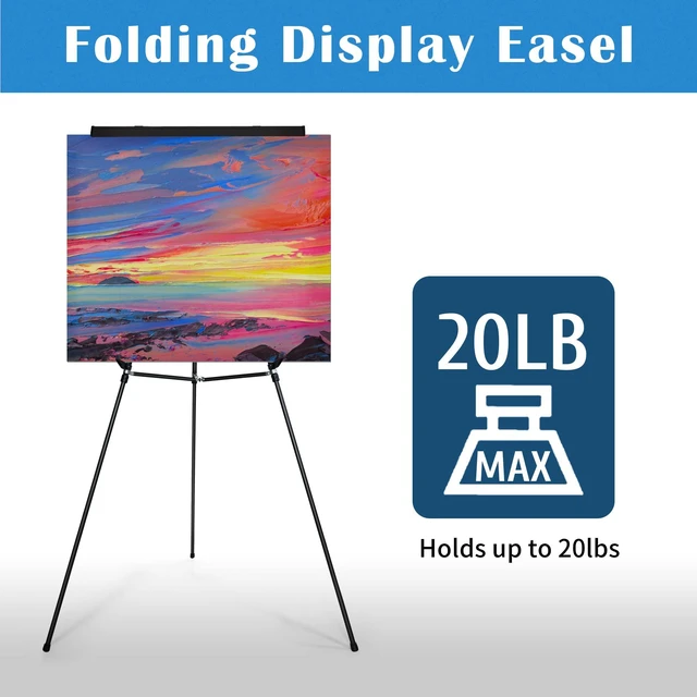 Alt view image 5 of 6 - 63 1/2'' Aluminum Flip Chart Easel Stand, Black,2 Pack | Display Easel with Adjustable Floor for Boardroom, Whiteboard, Paper Pads, Signage