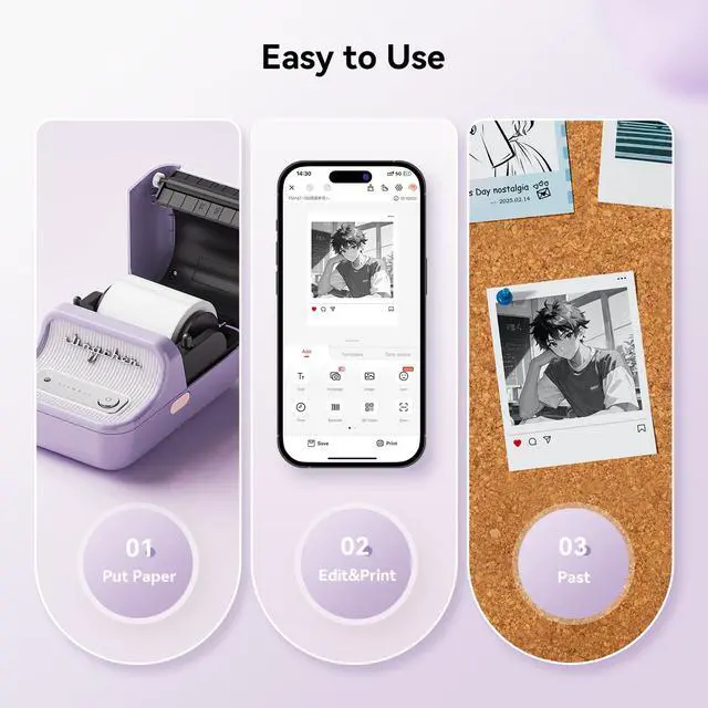 Alt view image 3 of 6 - B21 Pro Sticker Printer, 300DPI, Fun APP, Portable Inkless Label Printer, Bluetooth Sticker Maker for DIY Crafts, Notes, Scrapbook, Photo, Custom Labels & Gifts,Home Organization (Violet) | Portable T