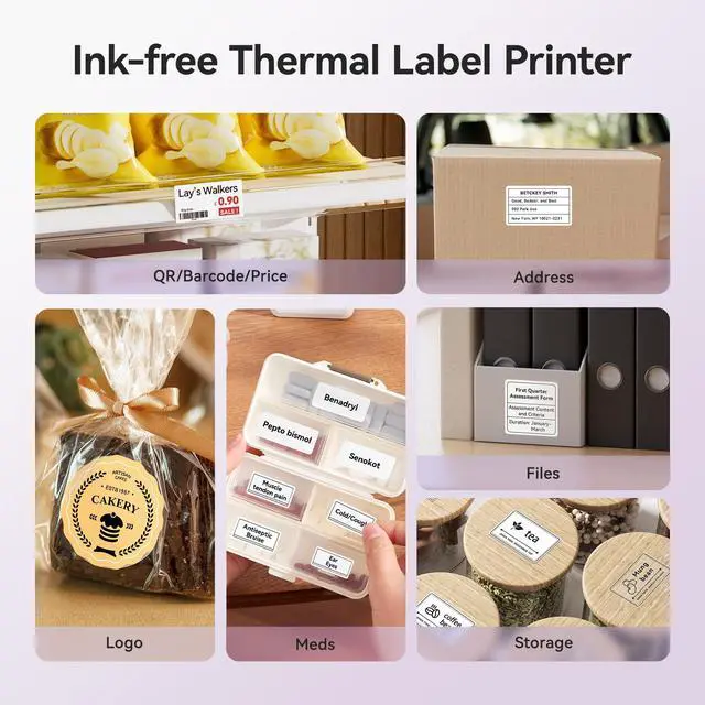 Alt view image 6 of 6 - B21 Pro Sticker Printer, 300DPI, Fun APP, Portable Inkless Label Printer, Bluetooth Sticker Maker for DIY Crafts, Notes, Scrapbook, Photo, Custom Labels & Gifts,Home Organization (Violet) | Portable T