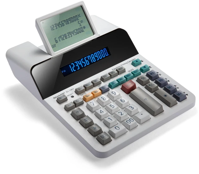 Main image of Paperless Printing Desk Calculator w/Check and Correct, Large 12-Digit LCD Primary Display, Printing Calculator/Adding Machine with Scrolling LCD Display Replacing Paper (EL-1901)