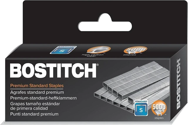 Main image of Office Premium Staples for Jam-Free Stapling, 0.25 Inch, Full Strip, 5,000 Staples/Box (Pack of 12)