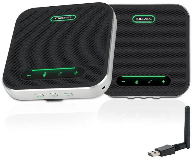 Main image of Wireless Conference Speaker and Microphone, 2-in-1 Daisy Chain Bluetooth Speakerphone with 4 Mics Arrays and 360° Voice Pickup and Noise Reduction,Bluetooth/USB/Dongle connection Methods for 30 People