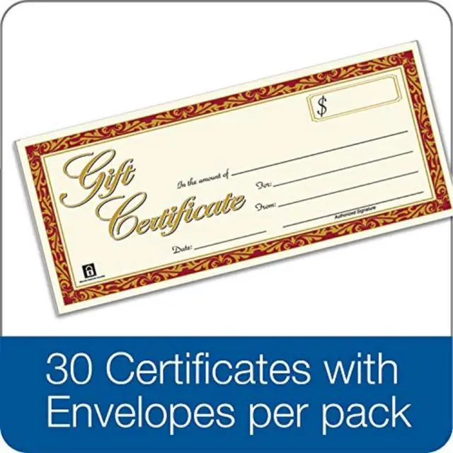 Alt view image 3 of 6 - Gift Certificates, Laser/Inkjet Compatible, 3-Up, 30 per Pack with Envelopes (GFTLZ),White (Pack of 12)
