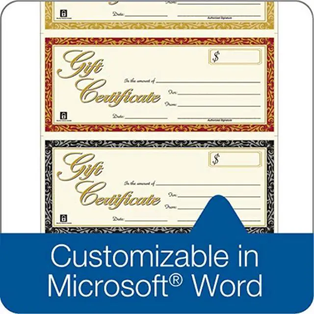 Alt view image 4 of 6 - Gift Certificates, Laser/Inkjet Compatible, 3-Up, 30 per Pack with Envelopes (GFTLZ),White (Pack of 12)