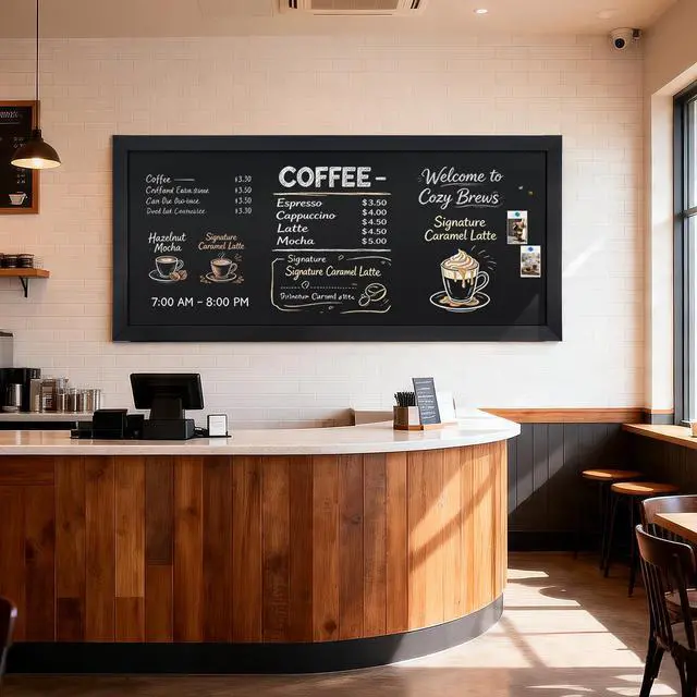 Alt view image 4 of 6 - Extra Large Magnetic Chalkboard Words Sign - 55"x25" Solid Wood Black Frame Wall Decor Bulletin Display Board Long Plaque for Menu, Business, Bar, Home, Office