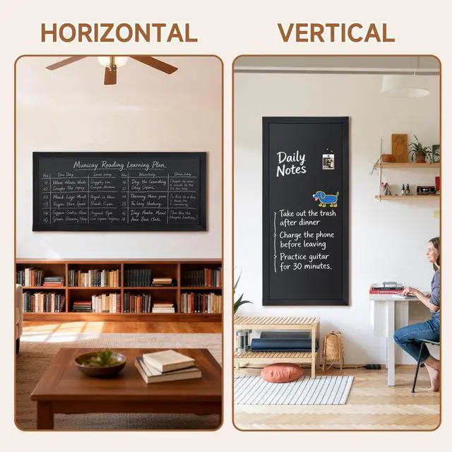 Alt view image 6 of 6 - Extra Large Magnetic Chalkboard Words Sign - 55"x25" Solid Wood Black Frame Wall Decor Bulletin Display Board Long Plaque for Menu, Business, Bar, Home, Office