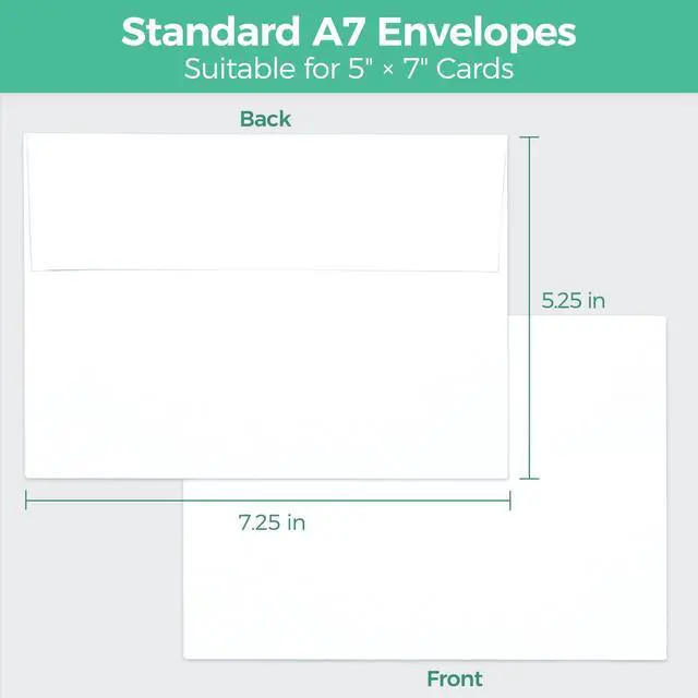 Alt view image 2 of 6 - A7 Printable White 5x7 Envelopes 1000 Pack - Bulk A7 5.25 x 7.25 Inches Self-Seal Envelopes for 5x7 Cards Christmas Cards Wedding Invitations, Photos, Graduation, Baby Shower | Bulk A7 5.25 x 7.25 Inc