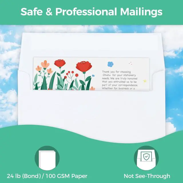 Alt view image 3 of 6 - A7 Printable White 5x7 Envelopes 1000 Pack - Bulk A7 5.25 x 7.25 Inches Self-Seal Envelopes for 5x7 Cards Christmas Cards Wedding Invitations, Photos, Graduation, Baby Shower | Bulk A7 5.25 x 7.25 Inc