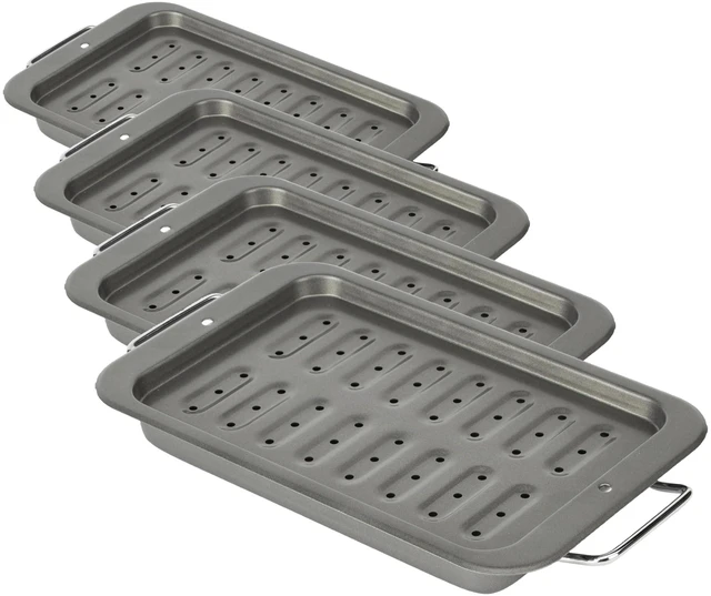 Main image of Everyday Broiler Baking Pan with Built-in Handles Nonstick Warp-Resistant Heavy-Gauge Steel Construction Even-Heating Oblong Pan with Drip Rack, 7"x11", Gray (Pack of 4)