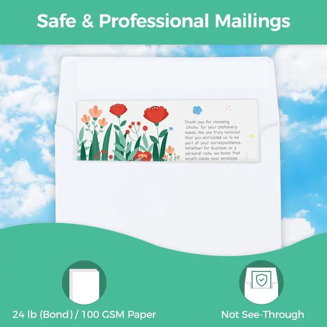 Alt view image 2 of 6 - A2 Printable White Envelopes 1000 Pack - Bulk A2 4-3/8" x 5-3/4" Self-Seal Envelopes for 4.25x5.5 Cards RSVP Christmas Cards Wedding Invitations Photo Baby Shower | Bulk A2 4-3/8" x 5-3/4" Envelopes f