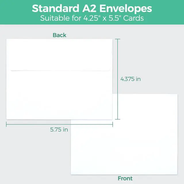 Alt view image 3 of 6 - A2 Printable White Envelopes 1000 Pack - Bulk A2 4-3/8" x 5-3/4" Self-Seal Envelopes for 4.25x5.5 Cards RSVP Christmas Cards Wedding Invitations Photo Baby Shower | Bulk A2 4-3/8" x 5-3/4" Envelopes f