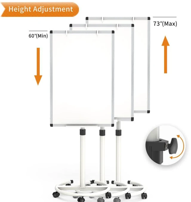 Alt view image 2 of 6 - ECO Magnetic Mobile Whiteboard, 36 X 24 Inches, Easel Flipchart Stand Rolling Dry Erase Board with Paper Pads