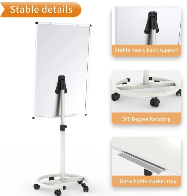 Alt view image 3 of 6 - ECO Magnetic Mobile Whiteboard, 36 X 24 Inches, Easel Flipchart Stand Rolling Dry Erase Board with Paper Pads