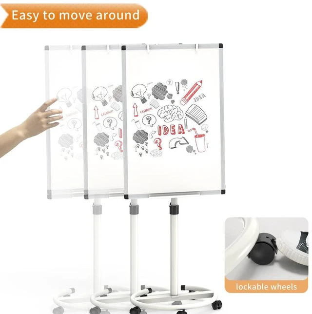 Alt view image 4 of 6 - ECO Magnetic Mobile Whiteboard, 36 X 24 Inches, Easel Flipchart Stand Rolling Dry Erase Board with Paper Pads