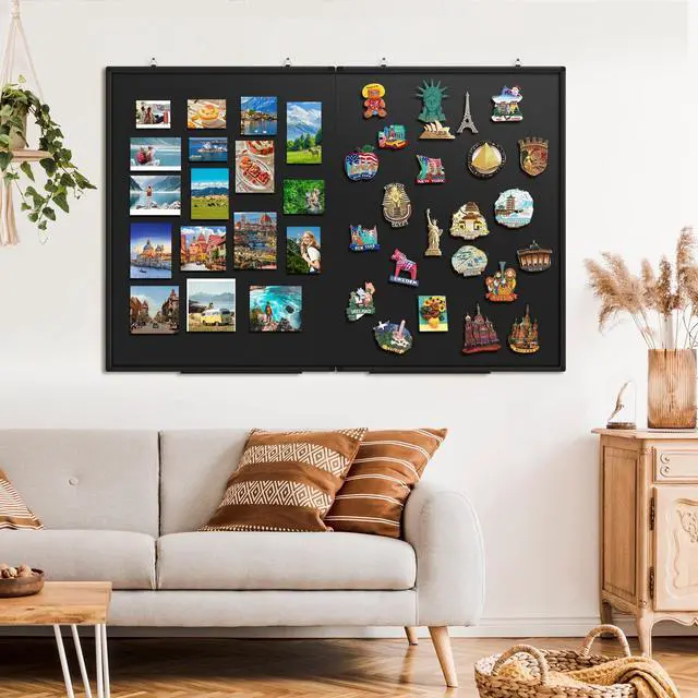 Alt view image 3 of 6 - Folding Magnetic Chalkboard - 60 x 40 Large Black Aluminum Frame Chalk Board Words Sign Wall Decor for Business, Menu, School, Office - Magnet Bulletin Display Board Pizarra