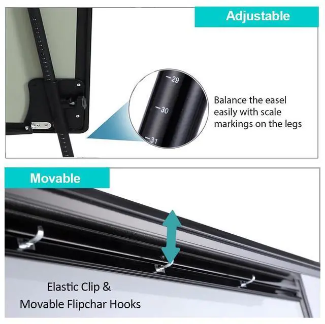 Alt view image 3 of 6 - Whiteboard Easel 36" x 24", 2 Pack Magnetic Dry Erase Easel on Tripod Stand | Height Adjustable 3' x 2' Magnetic Dry Erase Board on Tripod Stand, Includes Flip Chart Paper Pad,for Office Home & Classr