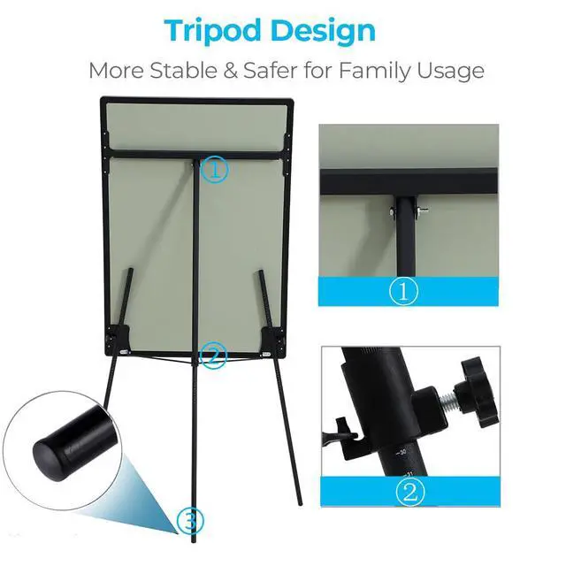 Alt view image 4 of 6 - Whiteboard Easel 36" x 24", 2 Pack Magnetic Dry Erase Easel on Tripod Stand | Height Adjustable 3' x 2' Magnetic Dry Erase Board on Tripod Stand, Includes Flip Chart Paper Pad,for Office Home & Classr