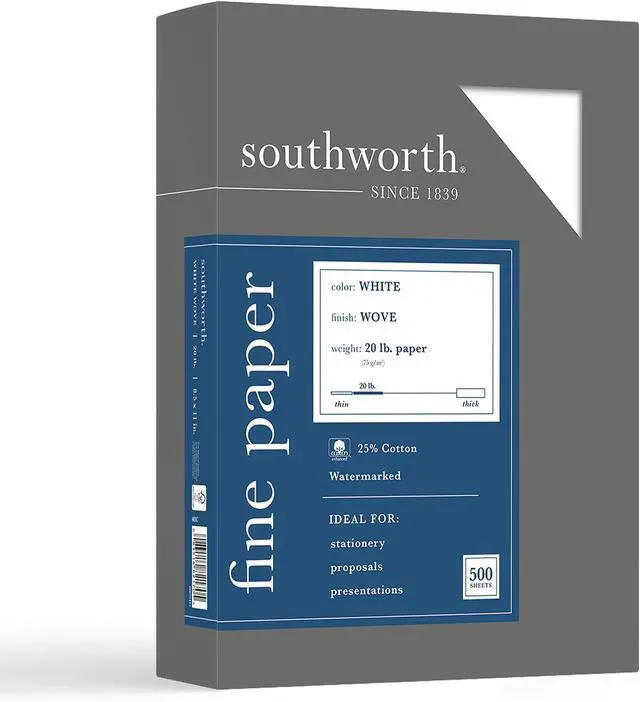 Main image of 403C 25% Cotton Business Paper White 20 lbs. Wove 8-1/2 x 11 500/Box FSC,(Pack of 5)