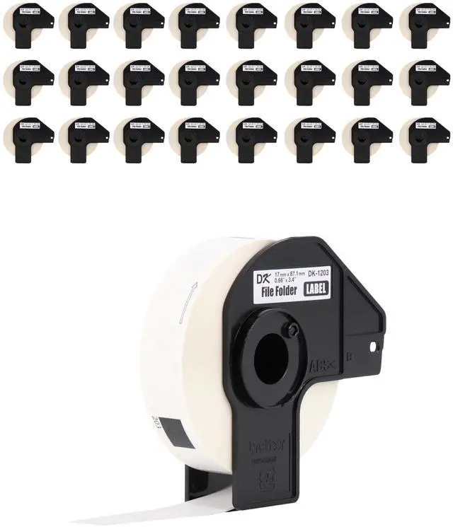 Main image of Genuine DK-120324PK Die-Cut File Folder Labels, 0.66" x 3.4", Long Lasting Reliability, 300 Labels Per Roll, 24 Rolls per Box, White (DK120324PK), for use with select QL Label Printers