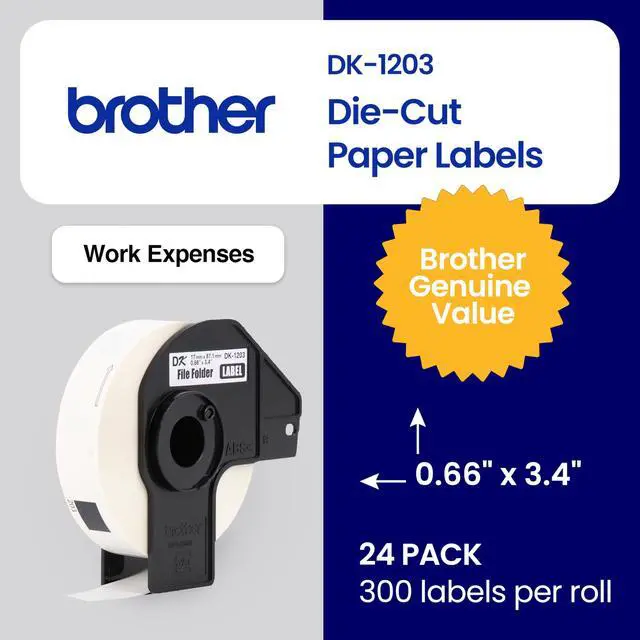 Alt view image 3 of 6 - Genuine DK-120324PK Die-Cut File Folder Labels, 0.66" x 3.4", Long Lasting Reliability, 300 Labels Per Roll, 24 Rolls per Box, White (DK120324PK), for use with select QL Label Printers