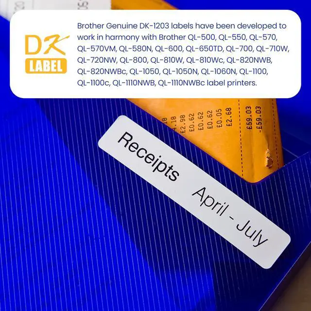 Alt view image 4 of 6 - Genuine DK-120324PK Die-Cut File Folder Labels, 0.66" x 3.4", Long Lasting Reliability, 300 Labels Per Roll, 24 Rolls per Box, White (DK120324PK), for use with select QL Label Printers