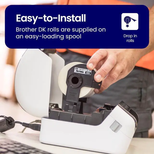 Alt view image 5 of 6 - Genuine DK-120324PK Die-Cut File Folder Labels, 0.66" x 3.4", Long Lasting Reliability, 300 Labels Per Roll, 24 Rolls per Box, White (DK120324PK), for use with select QL Label Printers
