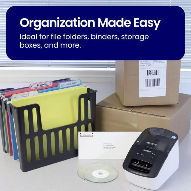 Alt view image 6 of 6 - Genuine DK-120324PK Die-Cut File Folder Labels, 0.66" x 3.4", Long Lasting Reliability, 300 Labels Per Roll, 24 Rolls per Box, White (DK120324PK), for use with select QL Label Printers