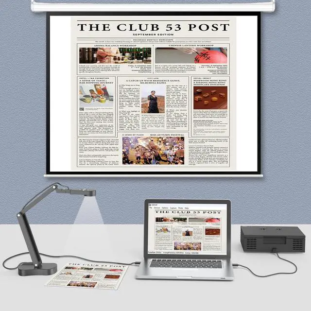 Alt view image 4 of 6 - 8MP USB Document Camera, Auto Focus, LED Light, Image Reversal, Built-in Mic, Mac OS, Windows, Chromebook for Distance Learning, Remote Teaching, Web Conferencing, Live Demo