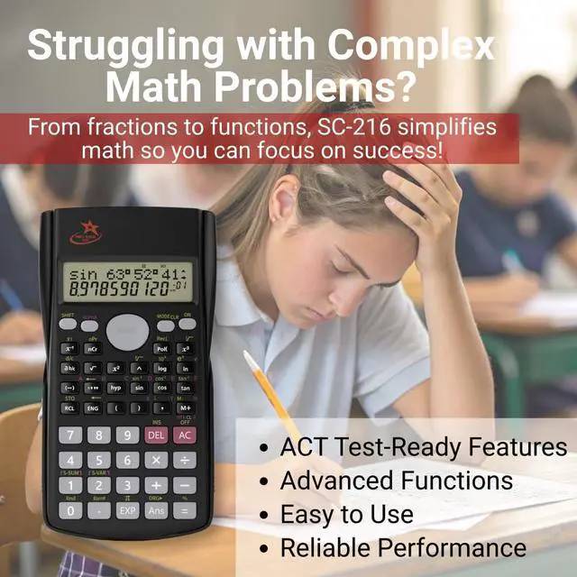Alt view image 3 of 6 - 6-Pack SC-216 Non-Graphing Scientific Calculator, Middle/High School