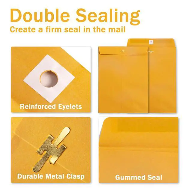 Alt view image 3 of 6 - 100 Pack 14x18 inch Clasp Envelopes | Large Manilla Envelopes, Clasp and Gummed Closures, For Mailing Legal-Sized Papers, Large Prints, Photographs, Posters