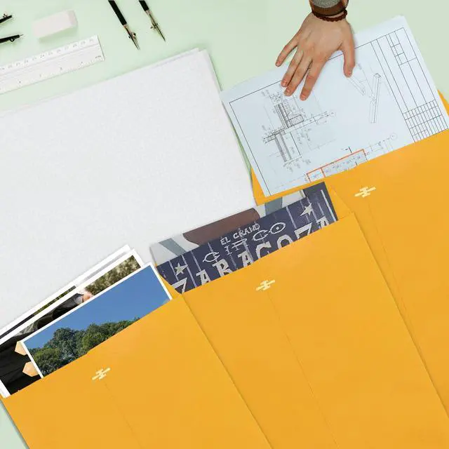 Alt view image 5 of 6 - 100 Pack 14x18 inch Clasp Envelopes | Large Manilla Envelopes, Clasp and Gummed Closures, For Mailing Legal-Sized Papers, Large Prints, Photographs, Posters