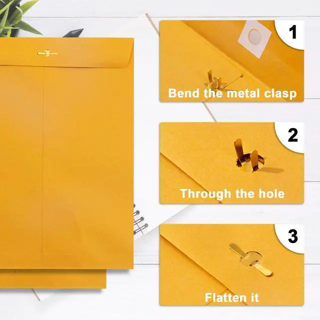 Alt view image 6 of 6 - 100 Pack 14x18 inch Clasp Envelopes | Large Manilla Envelopes, Clasp and Gummed Closures, For Mailing Legal-Sized Papers, Large Prints, Photographs, Posters