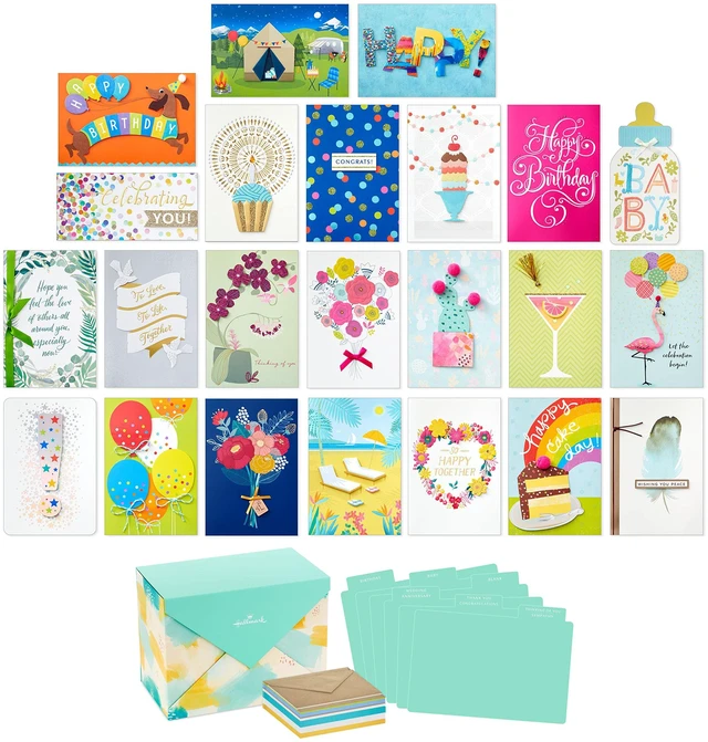 Alt view image 5 of 6 - Pack of 24 Handmade Assorted Boxed Greeting Cards, Painted Dots and Watercolor Birthday, Wedding, Baby Shower, Sympathy, Thinking of You, Thank You Cards
