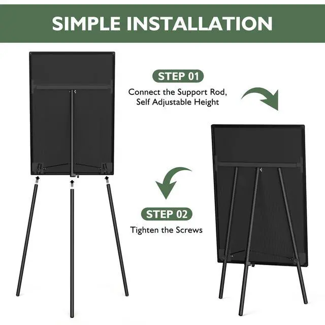 Alt view image 4 of 6 - Magnetic Whiteboard Easel Stand, Dry Erase 36 x 24 White Board with Height Adjustable Tripod Stand, 3' x 2' Flipchart Easel Stand Presentation Board with Black Frame, 6 Magnets, 1 Eraser, 2 Pens