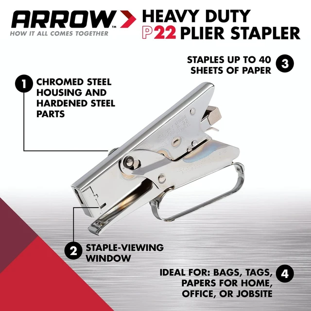 Alt view image 2 of 6 - P22 Heavy Duty Handheld Plier Stapler for Crafts, Office, and Insulation, Uses 1/4-Inch and 5/16-Inch Staples (Pack of 6)
