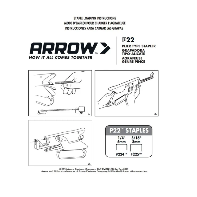 Alt view image 4 of 6 - P22 Heavy Duty Handheld Plier Stapler for Crafts, Office, and Insulation, Uses 1/4-Inch and 5/16-Inch Staples (Pack of 6)