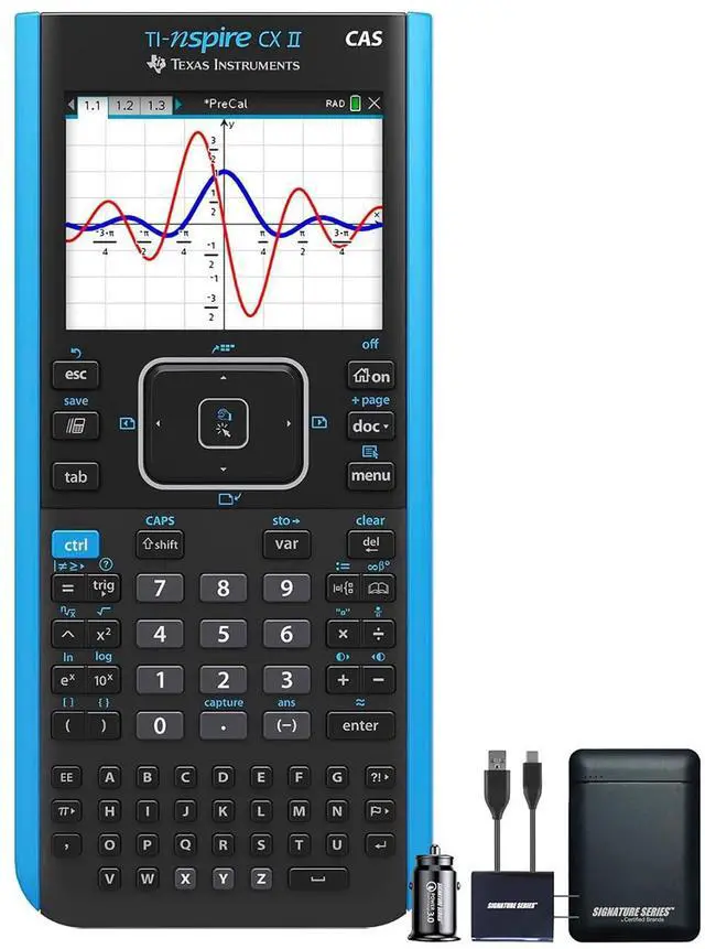 Main image of Texas Instruments TI-Nspire CX II CAS Graphing Calculator | Color Screen, 8 Built-in Apps, Python Programming, Included Software, for Math, Science and Finance | Signature Series Power Bundle