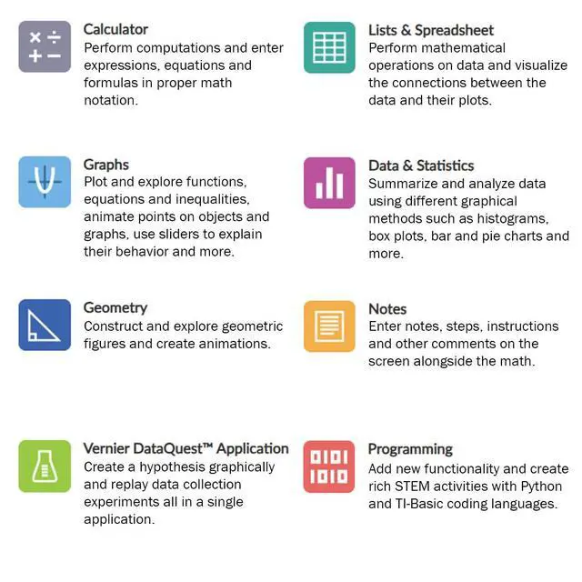 Alt view image 5 of 6 - Texas Instruments TI-Nspire CX II CAS Graphing Calculator | Color Screen, 8 Built-in Apps, Python Programming, Included Software, for Math, Science and Finance | Signature Series Power Bundle