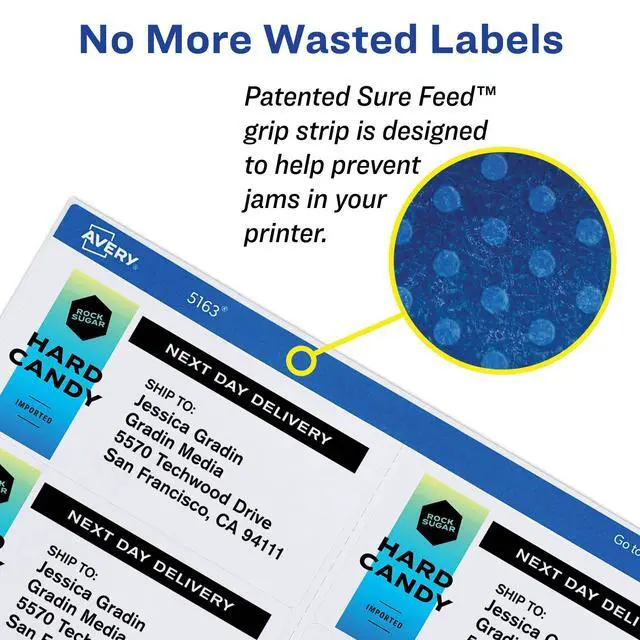 Alt view image 4 of 6 - ID Labels, Permanent Adhesive, 1.25" x 1.75" | Sure Feed Technology | 480 Labels, Pack of 5